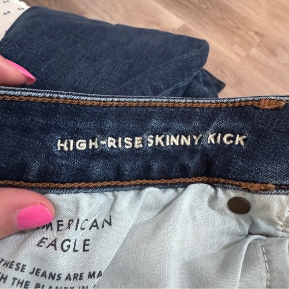 American Eagle High Rise Skinny Kick Jeans 14 Long Next Level Stretch - Picture 6 of 6